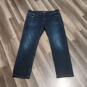 EXPRESS Slim Straight Distressed Jeans Size 34 X 30 Dark Wash